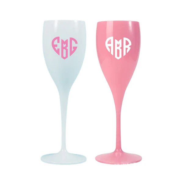 Heart Monogram Acrylic Champagne Flute (Set of 2) | Sprinkled With Pink
