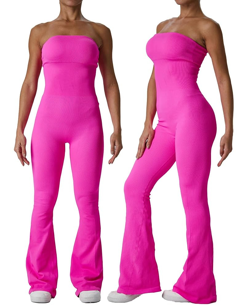 Women's Strapless Jumpsuit Ribbed Jumpsuit Strapless Jumpsuit for women Lifting Flared Tights | Amazon (US)