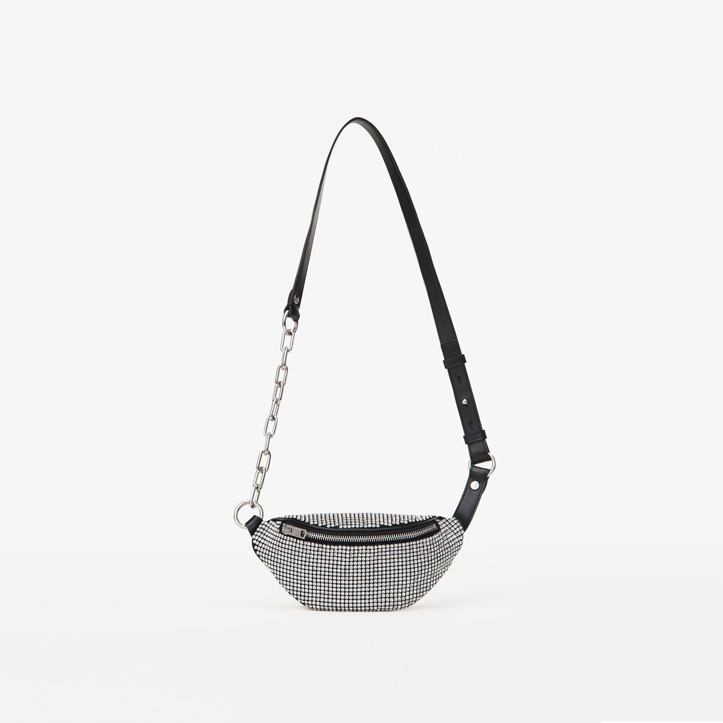 Alexander Wang Women's Attica Mini Fanny Pack in Rhinestone Mesh White | Alexander Wang