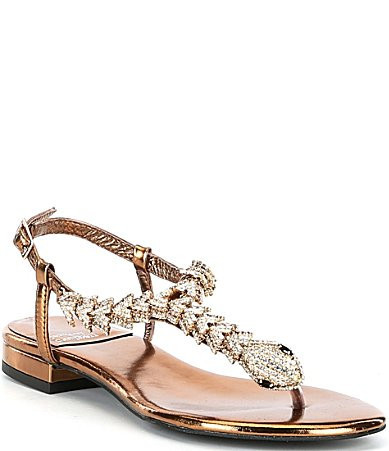 Jeffrey Campbell Kaa Rhinestone Snake Embellished Thong Sandals - 6.5 | Dillard's