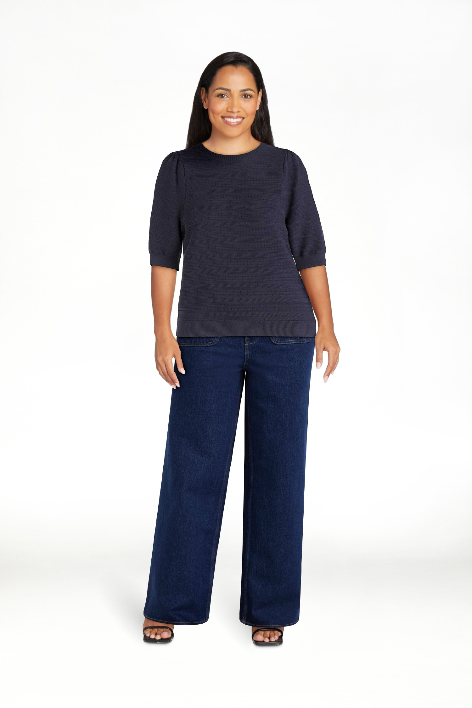 Free Assembly Women’s and Women's Plus Textured Sweater Tee with Puff Sleeves, Lightweight, Siz... | Walmart (US)