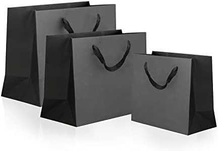 21 Pcs Black Paper Gift Bags, 3 Sizes Combination Kraft Paper Handle Bags for Present, Shopping a... | Amazon (US)