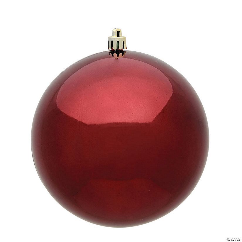 Vickerman 4" Burgundy Shiny Ball Ornament, 6 per Bag | Oriental Trading Company