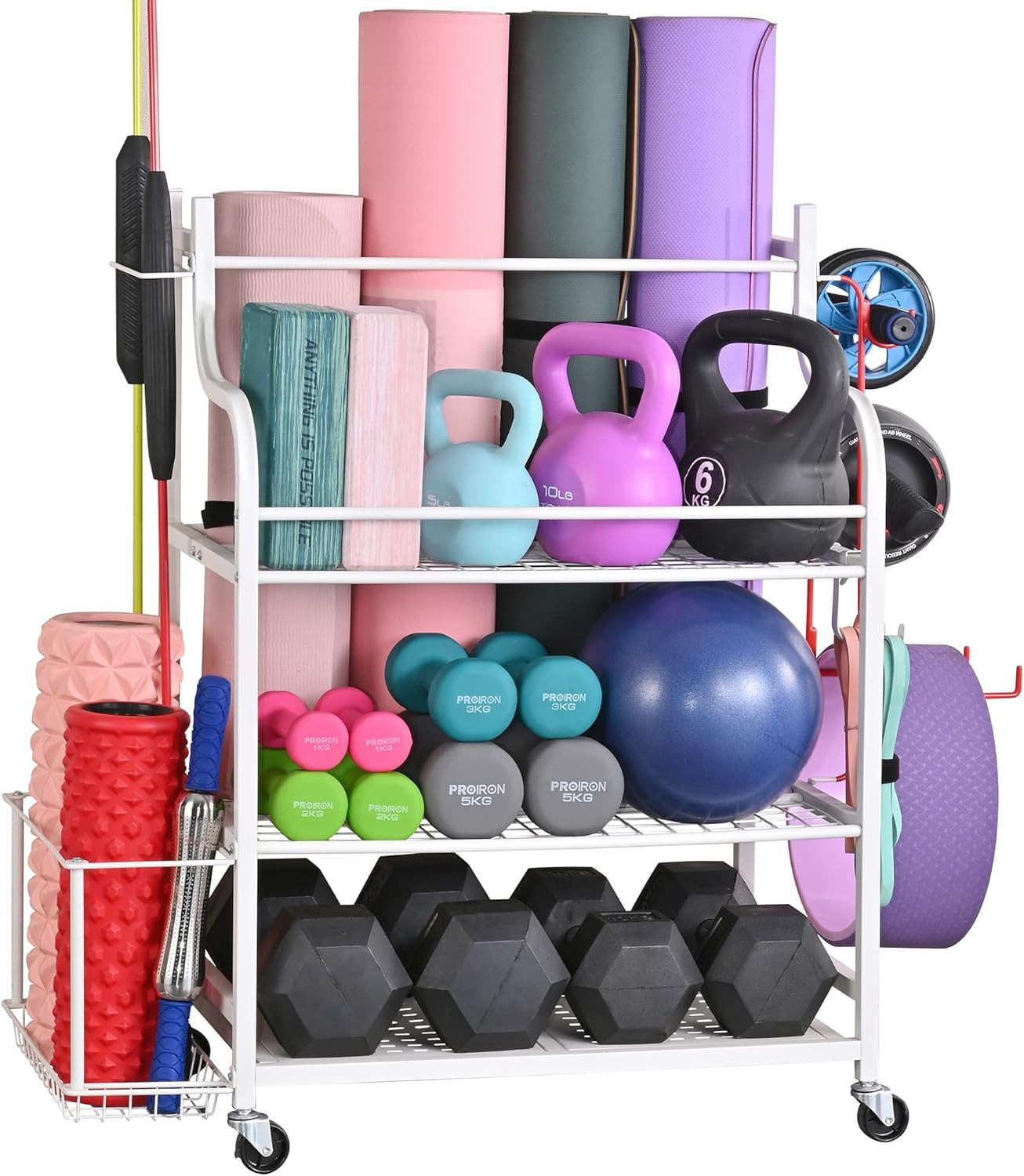 Mythinglogic Yoga Mat Storage Racks,Home Gym Storage Rack for Dumbbells Kettlebells Foam Roller, ... | Amazon (US)