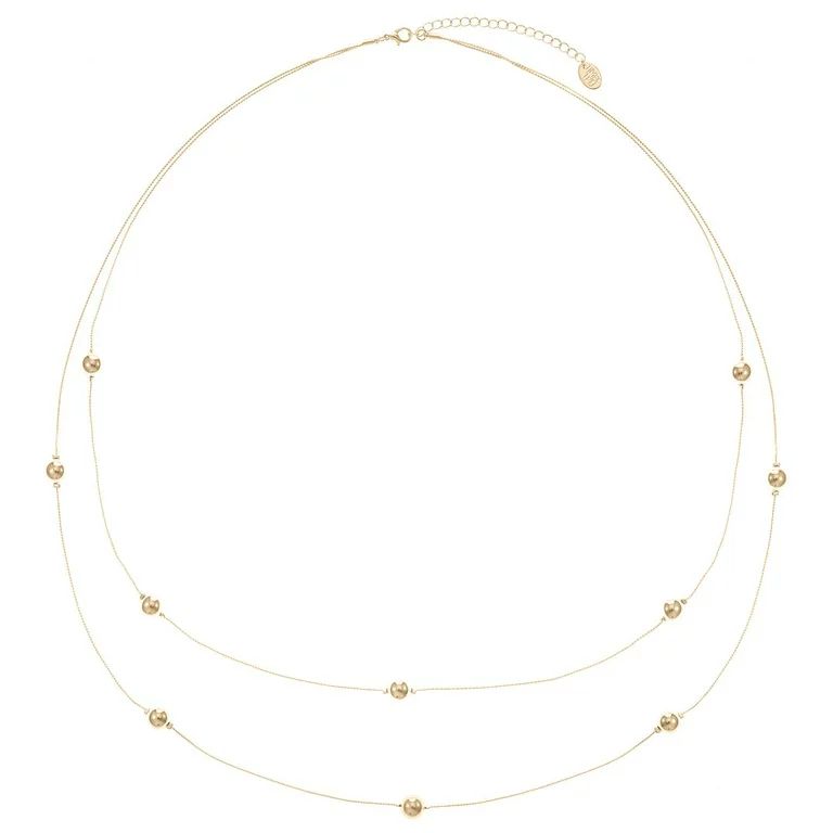 Time and Tru 32" Long 2-Layer Gold Tone Necklace for Women | Walmart (US)