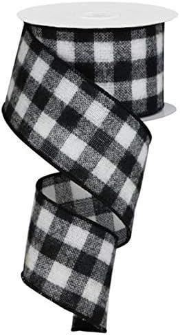 Flannel Check Plaid Wired Edge Ribbon, 10 Yards (Black, White, 2.5") | Amazon (US)