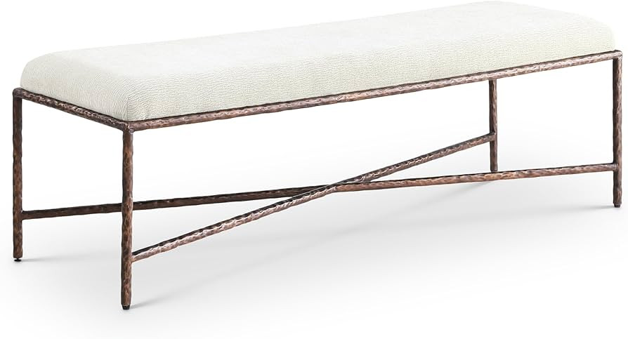 Meridian Furniture 22066Cream Valley Collection Modern | Contemporary Bench with Soft Cream Cheni... | Amazon (US)