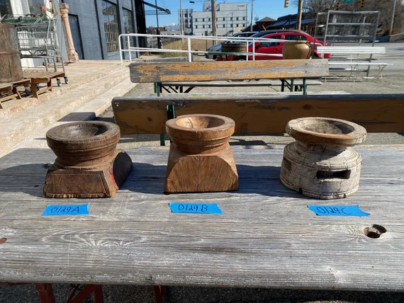 Vintage Juicer Pillar Candle Holders, Small Reclaimed Wood Candle Stick | Etsy (US)