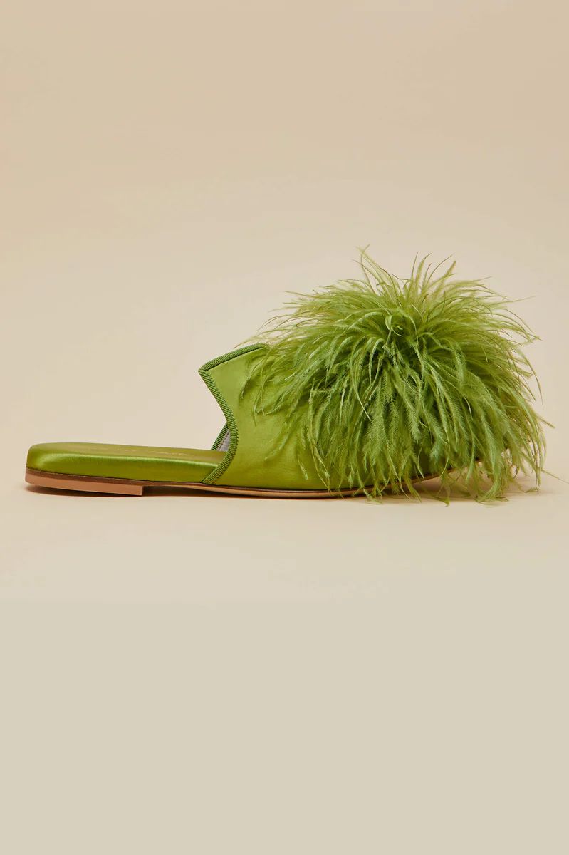 Contessa Niko Silk Feather Slippers | Olivia von Halle Ltd