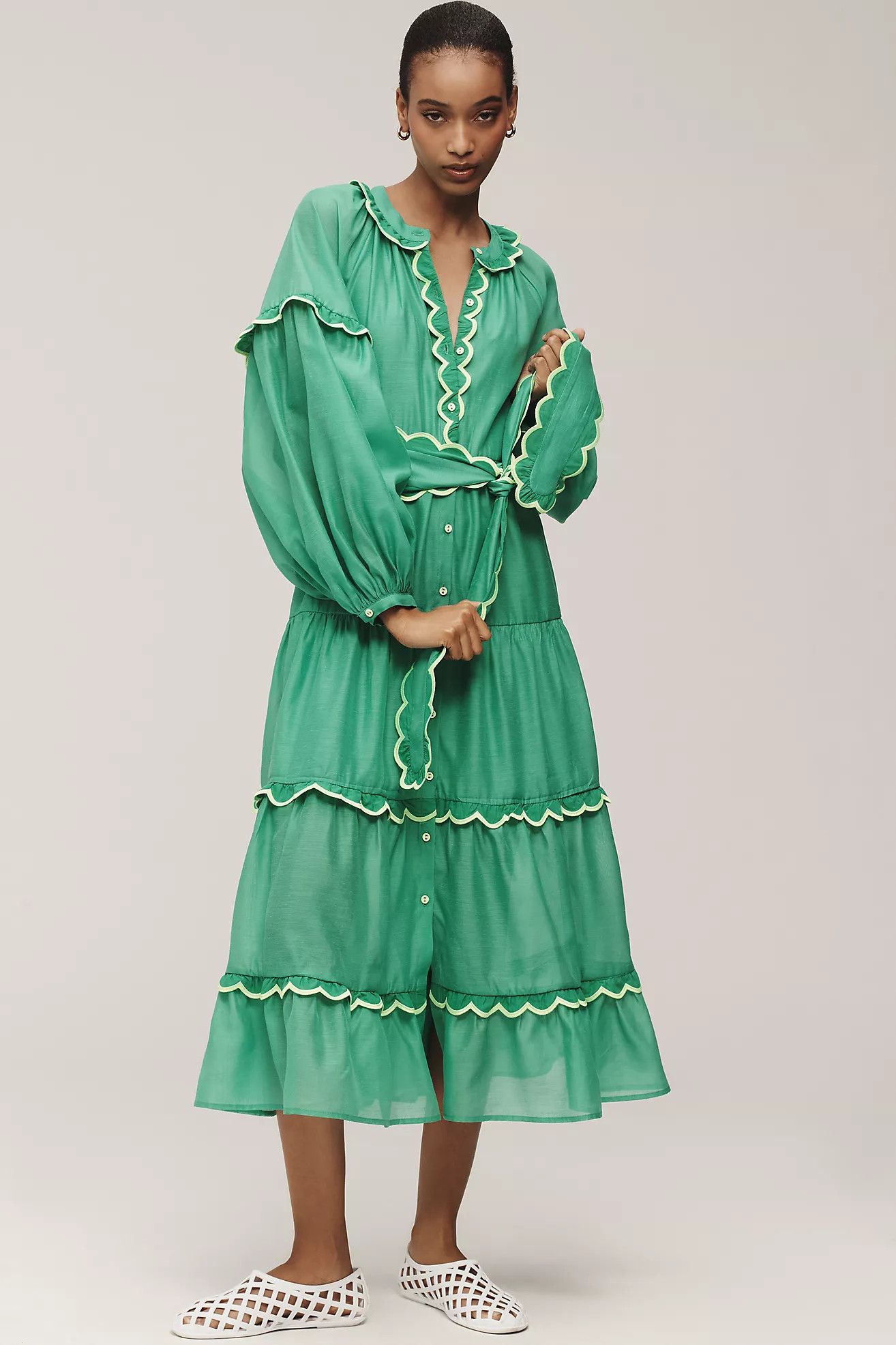 CeliaB Linen Blend Long-Sleeve Maxi Shirt Dress | Anthropologie (US)