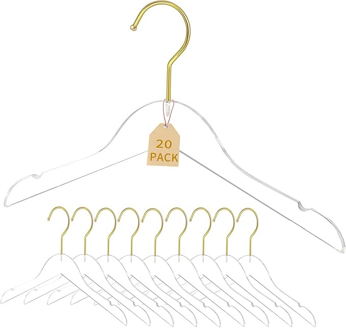 20 Pack Clear Acrylic Children's Hangers for Kids, Baby, Toddler, Infant Clothes Closet - Premium | Amazon (US)