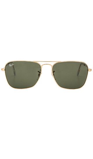 Ray-Ban Caravan in Gold & Green Classic G-15 | Revolve Clothing