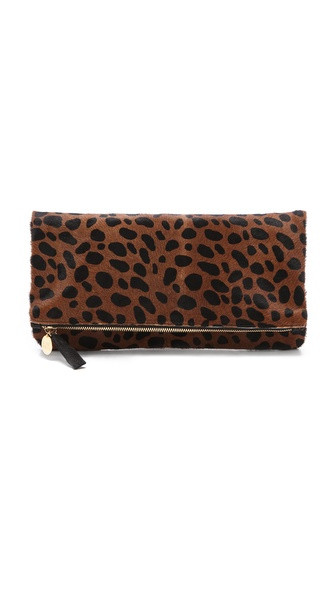 Foldover Haircalf Clutch | Shopbop