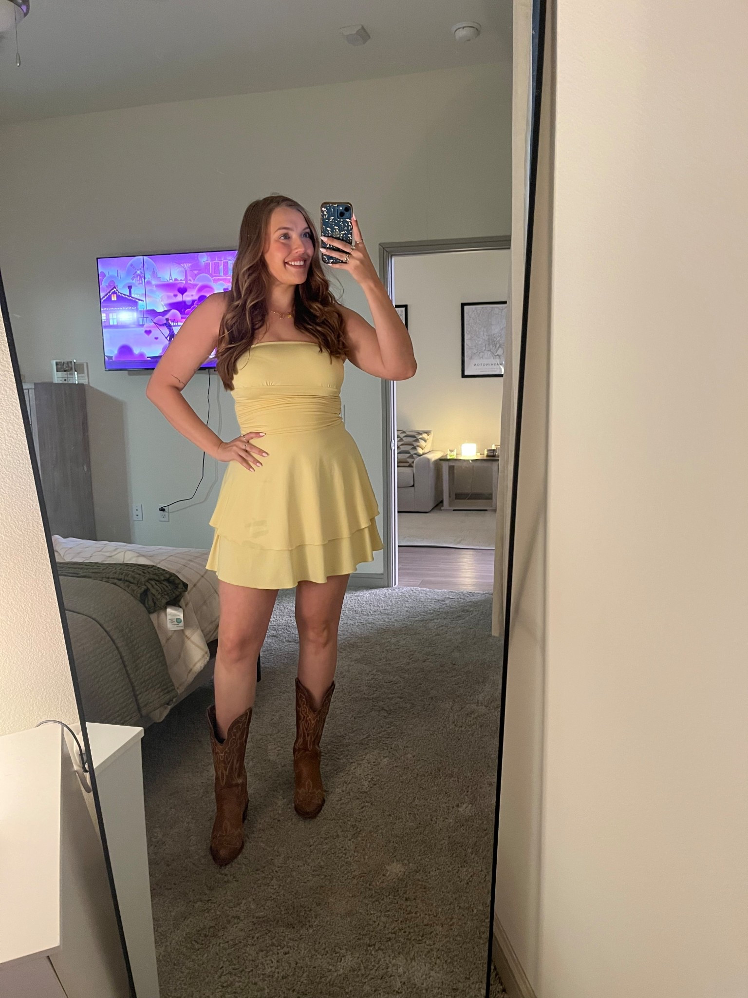 Wore this cute little yellow mini dress to go country dancing last weekend! 💛 One of my fave dresses from Amazon! 

#tallgirlfashion #tallgirlstyle #dress #springoutfit #springfashion #yellowdress #spring #ootd #curvyoutfit #sandals #curvyfashion #summeroutfit #midsizefashion #outfitideas #outfitinspo #outfitinspiration #amazonfashion #explore #fashion #contentcreator #tallgirloutfit #minidress #countrydancing #grwm #countryconcert #concertoutfit #cowboyboots #countrymusic #westernoutfit #westernstyle #westerndress

#LTKStyleTip #LTKFindsUnder50 #LTKMidsize