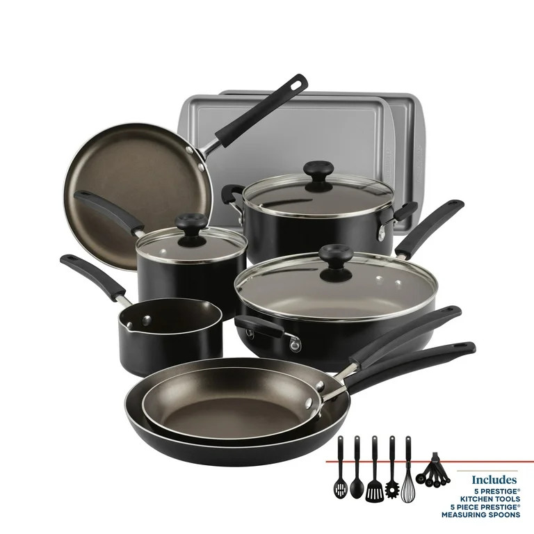 Farberware Easy Clean 22 Piece Nonstick Aluminum Pot and Pan Set, Black | Walmart (US)