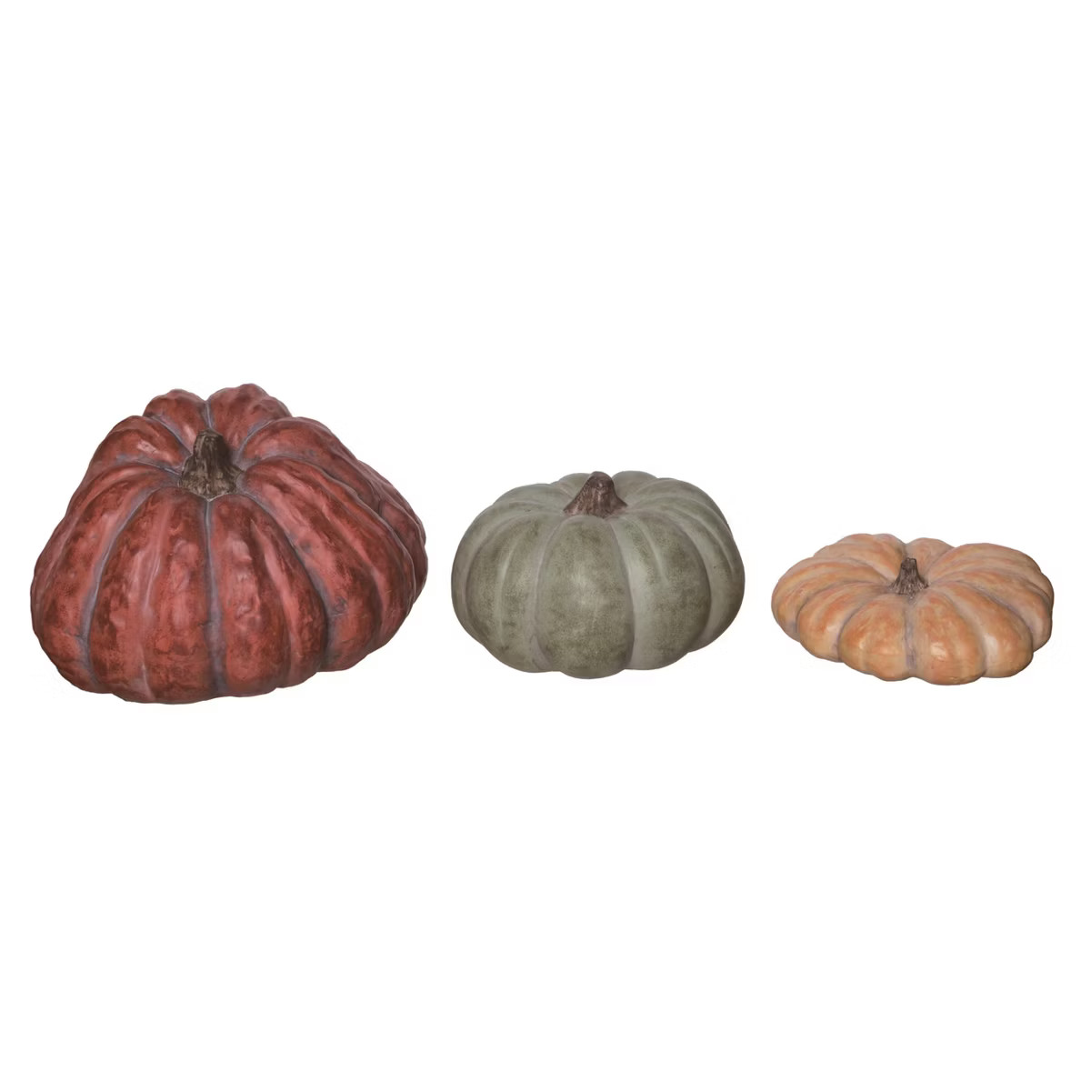 Transpac Ceramic 8 in. Multicolor Harvest Squat Pumpkin Set of 3 | Target