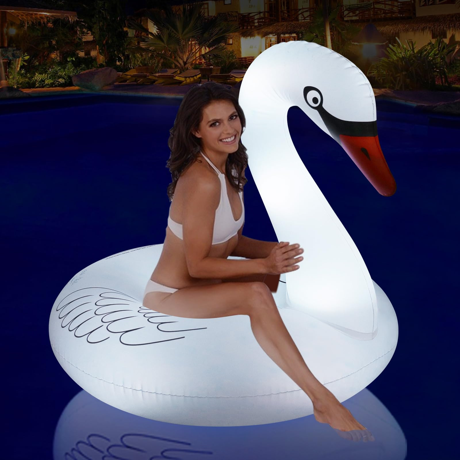 Inflatable Pool Floats, Solar Powered Large Swan Pool Float Adult, LED Color Changing | Amazon (US)