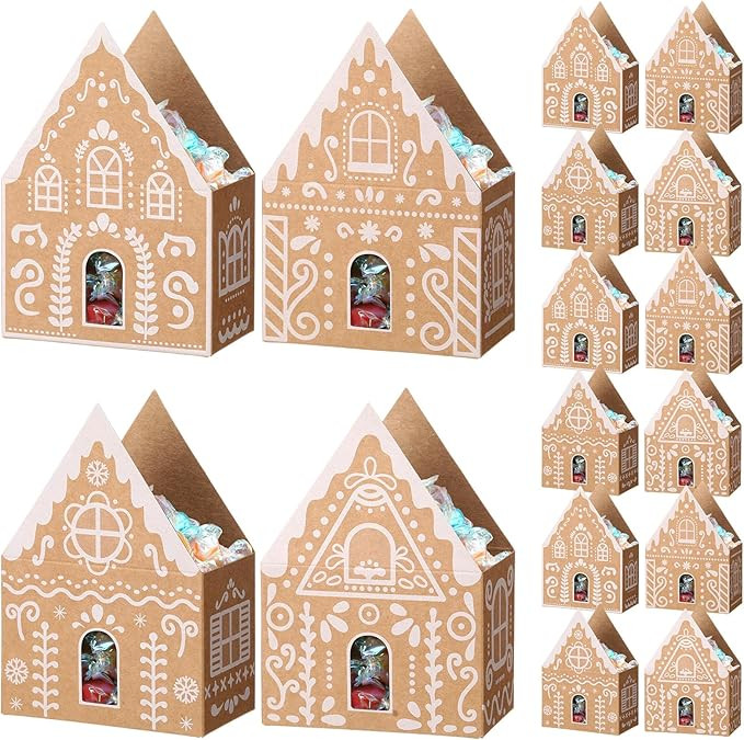 Engrowtic 20 Pcs Christmas Gingerbread House Treat Boxes Small Christmas Gingerbread Candy Gift H... | Amazon (US)