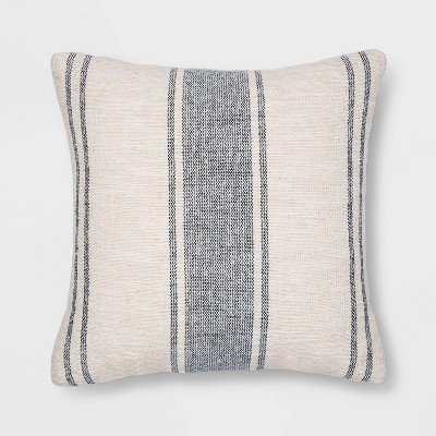 18"x18" Woven Striped Square Throw Pillow Blue/Cream - Threshold™ | Target