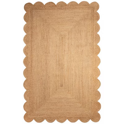 5'x8' Scalloped Edge Indoor Jute Area Rug Natural - Lush Decor: Low Pile, Handwoven, Flatweave | Target