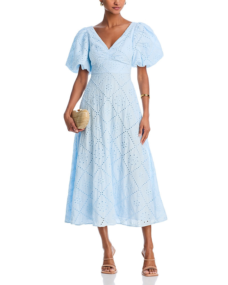 Aqua Puff Sleeve Eyelet Dress - Exclusive | Bloomingdale's (US)