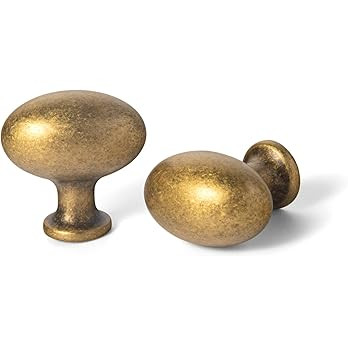 Goo-Ki 1.2Inch(36MM) Oval Antique Brass Cabinet Knobs, Zinc Alloy for Drawer Knobs for Dresser Cu... | Amazon (US)