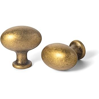 Goo-Ki 1.2Inch(36MM) Oval Antique Brass Cabinet Knobs, Zinc Alloy for Drawer Knobs for Dresser Cu... | Amazon (US)