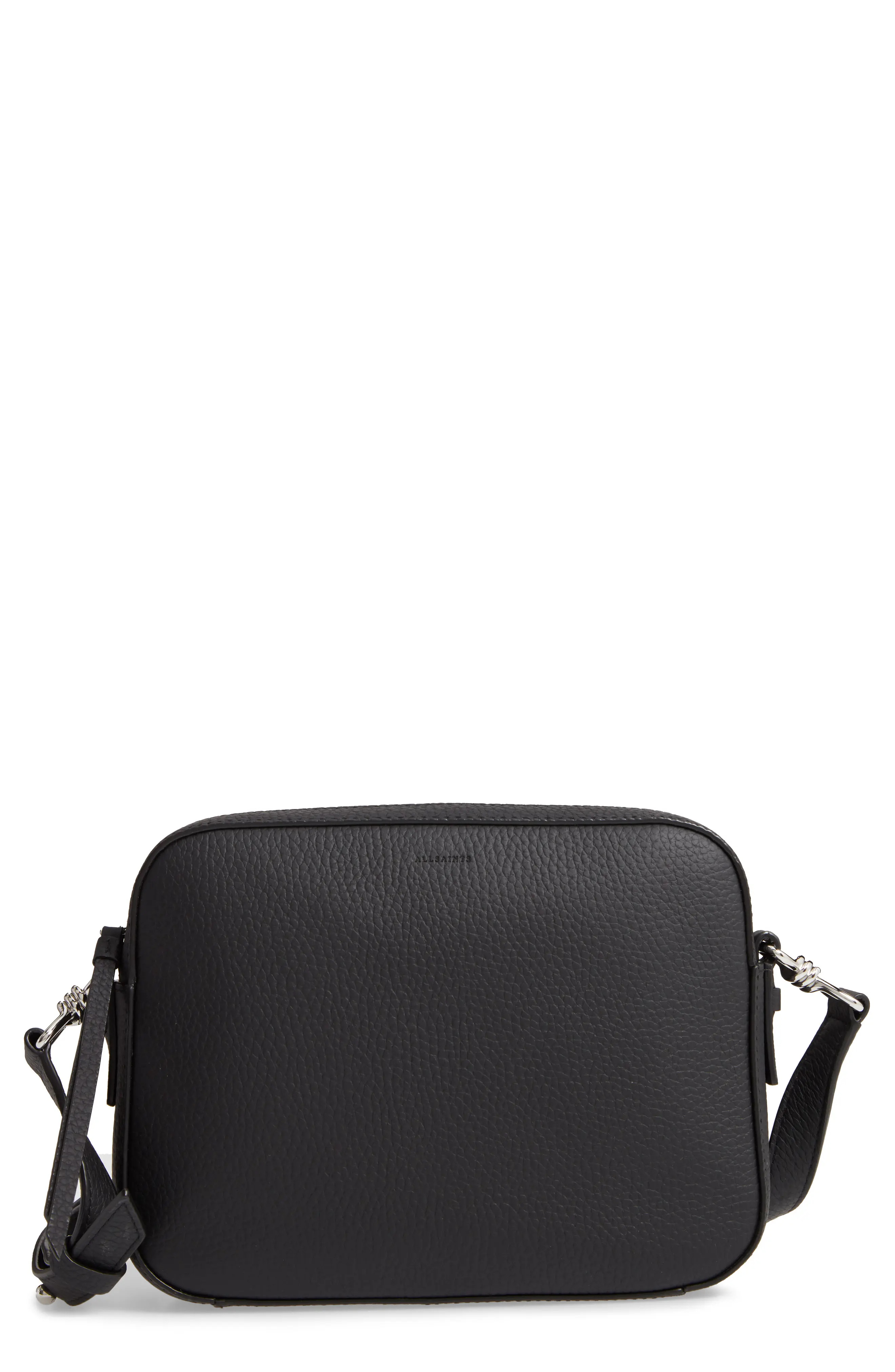 AllSaints Captain Lea Leather Crossbody Bag in Black at Nordstrom | Nordstrom