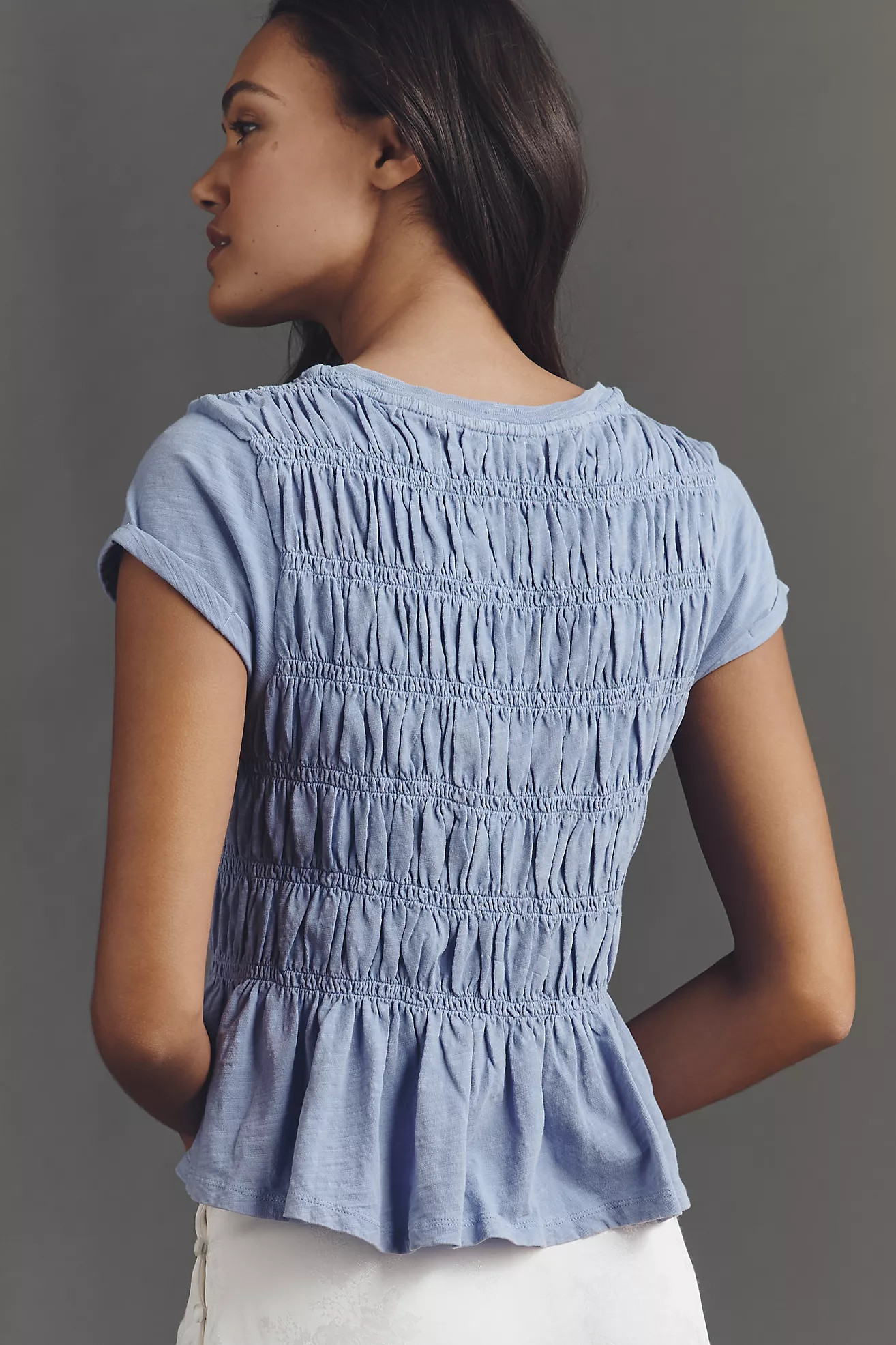 The Tabby Ruched Cap-Sleeve Tee by Pilcro | Anthropologie (US)
