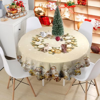 LOVEVOOK Round Christmas Tablecloth 60 Inch, Snowman Washable Snowflake Table Cloths Stain Resistant Dining Table Cover for Party Holiday Decor | Target