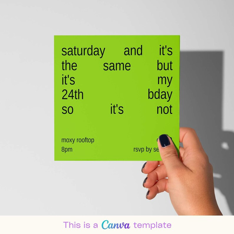 Editable Brat Birthday Invitation | Digital Canva Template | 365 Party Girl | Charli Xcx | Themed... | Etsy (US)