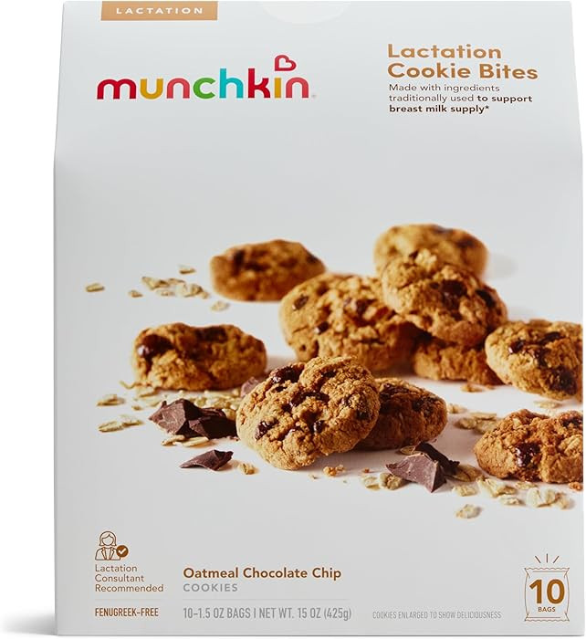 Munchkin Milkmakers Lactation Cookie Bites, Oatmeal Chocolate Chip, 10 Ct | Amazon (US)