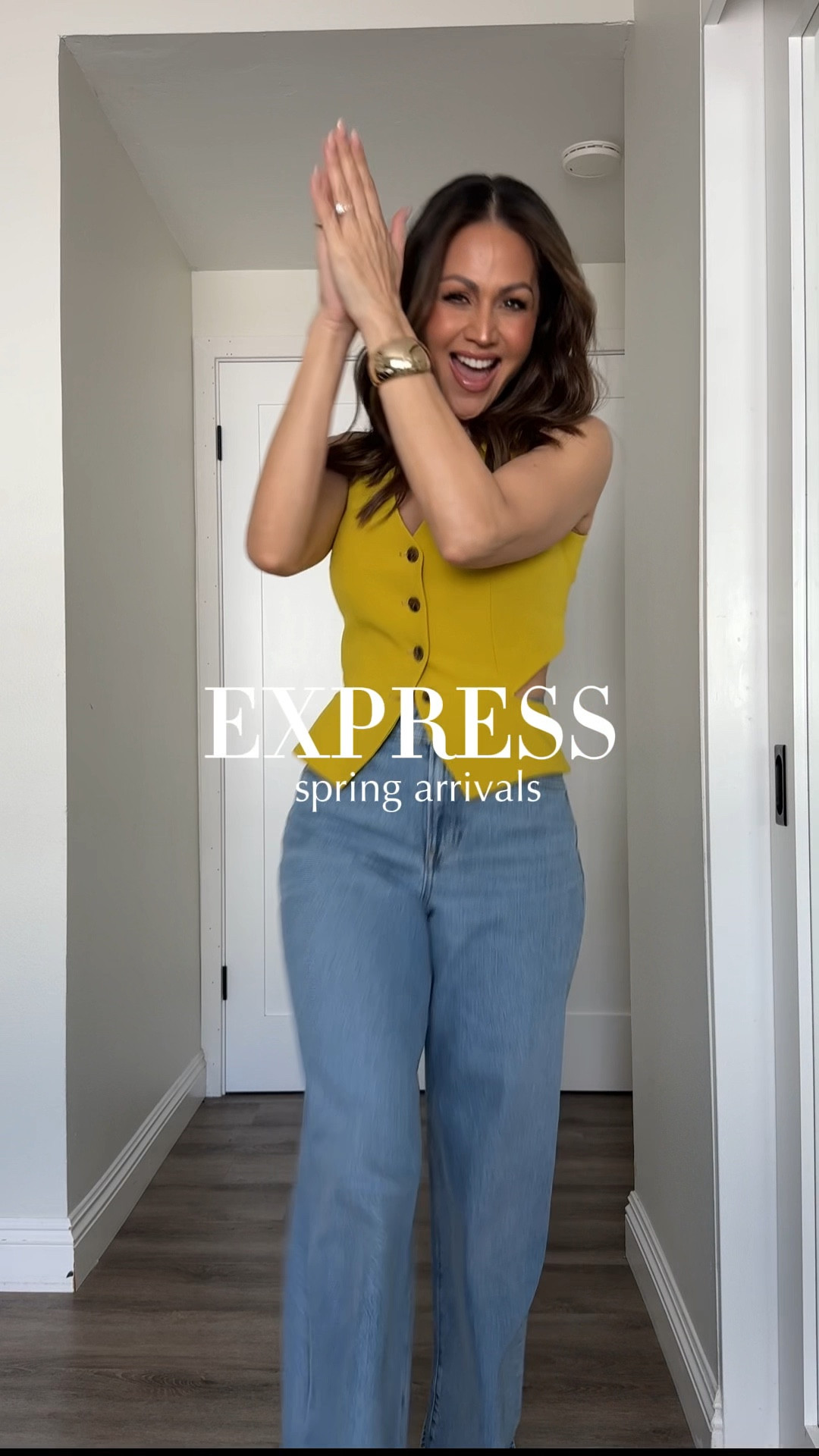 Spring at @Express is springingggg 🌸🤍#dresstoexpress #expresspartner 

Tailored, chic, and so easy to dress up or down. The vest?? The wide-leg pants?? Immediate yes.

Everything linked ✨

Sizing info:
Look 1

Wide leg jeans : 0
Look 2
Cutout vest : XS
Pull on track pants : small 
Look 3
Polka dot top: XS
RELAXED FLARE JEans: 2
Look 4
Maxi dress: XS
LOOK 5
Denim fit and flare dress : XS
LOOK 6
Wide leg jeans 0
Polka dot top: small 
Button down : medium 
I’m 5’4”/130

#LTKgrwm #LTKU #LTKootd