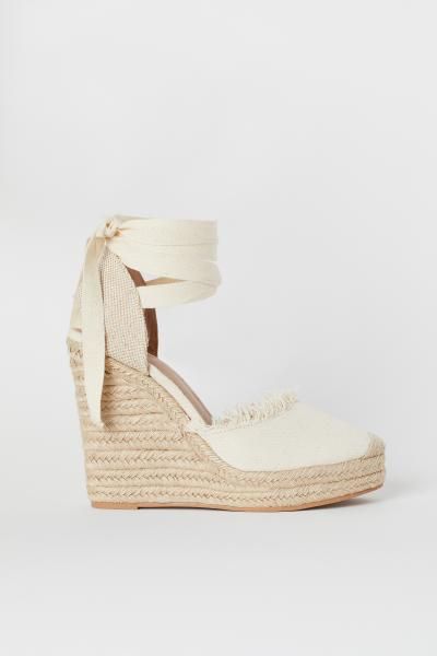 Wedge-heel platform sandals - Light beige - Ladies | H&M GB | H&M (UK, MY, IN, SG, PH, TW, HK)