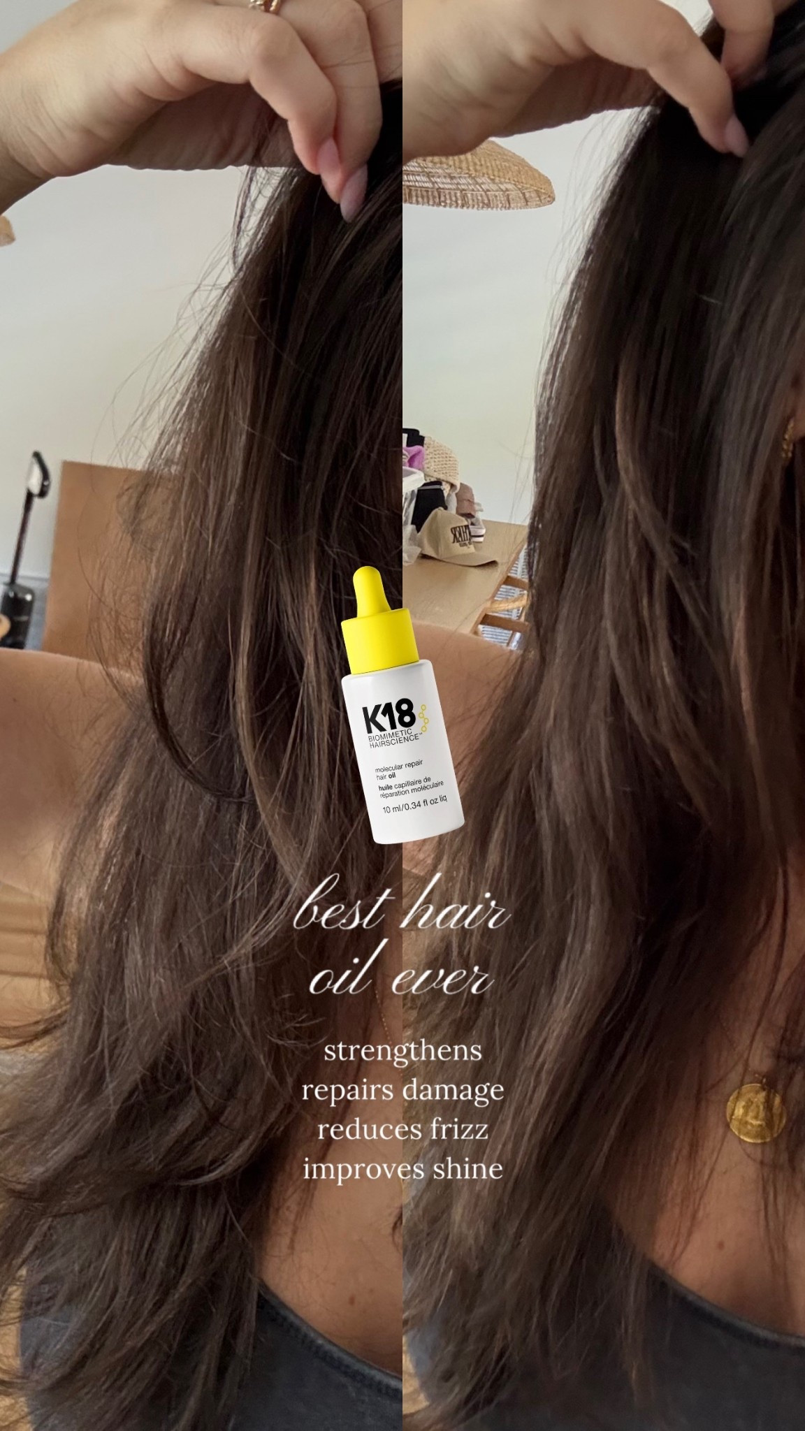 my favorite hair oil serum for after styling my hair! reduces the frizz, strengthens my hair, repairs any damage all while leaving it with a beautiful shine! will never not use this!!! A little goes a long way! I use about 3-4 drops 

#hair #haircare #k18 #beautytips #hairstyle #stylinghair #blowdryhair #straightenhair #curlyhair #curlingiron 

#LTKStyleTip #LTKFindsUnder50 #LTKBeauty