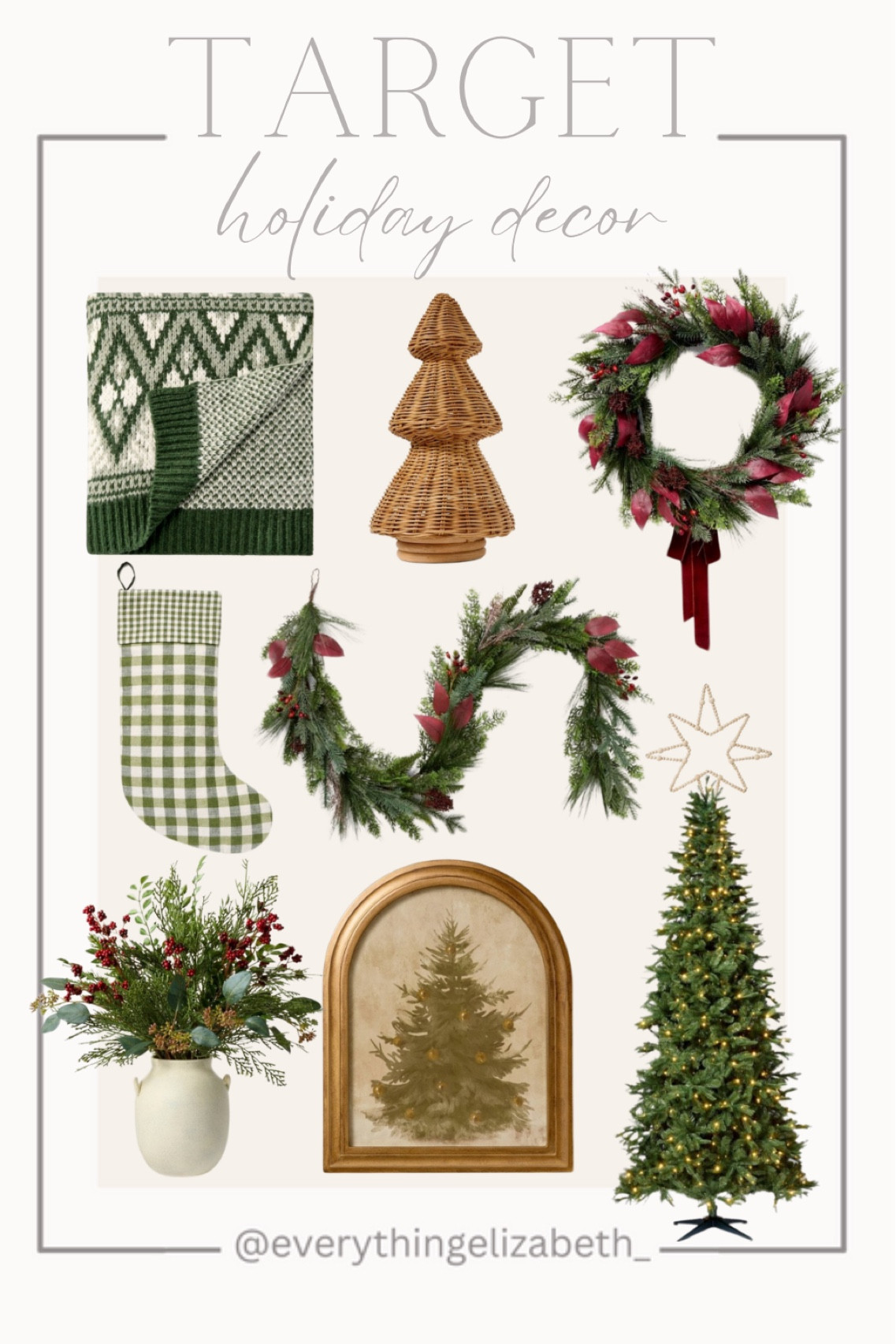 Christmas decor from Target! Loving the holiday decor from Studio McGee! 

Christmas tree, Christmas wreath, garland, stocking, tree topper, holiday wall art, holiday centerpiece 

#LTKHoliday #LTKSeasonal #LTKHome