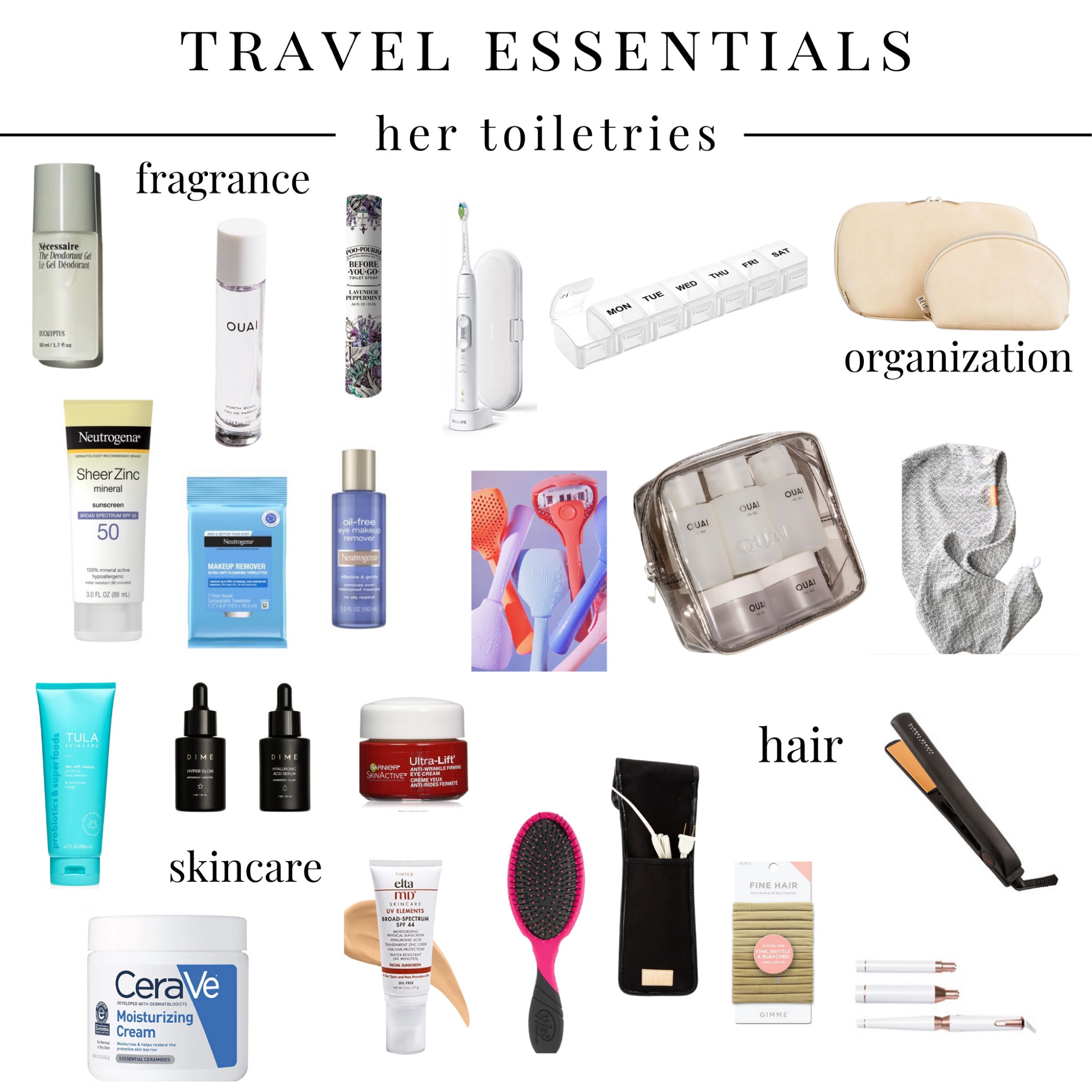 travel essentials: her toiletries #travel #essentials #toiletries 

#LTKeurope #LTKtravel