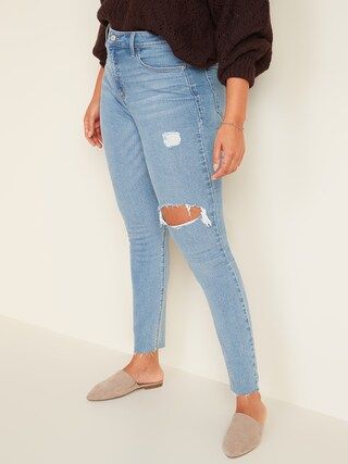 High-Waisted Rockstar Super Skinny Ripped Ankle Jeans for Women | Old Navy (US)
