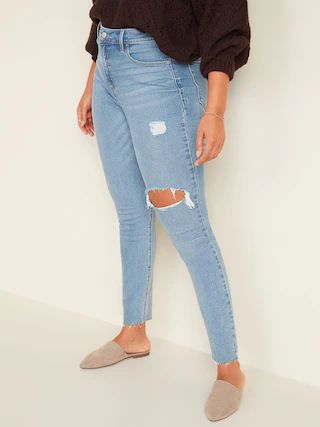 High-Waisted Rockstar Super Skinny Ripped Ankle Jeans for Women | Old Navy (US)