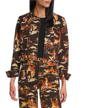 Rodeo Cowboy Print Point Collar Long Sleeve Coordinating Jacket | Dillard's