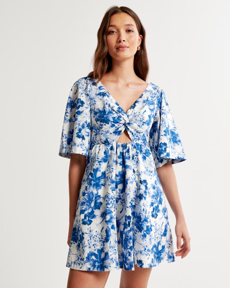 Cutout Poplin Mini Dress | Abercrombie & Fitch (US)