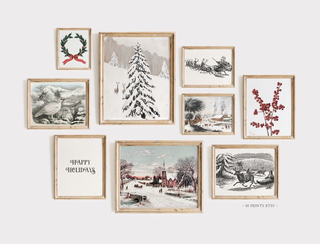 Vintage Christmas Set of 9 Prints Vintage Christmas - Etsy | Etsy (US)
