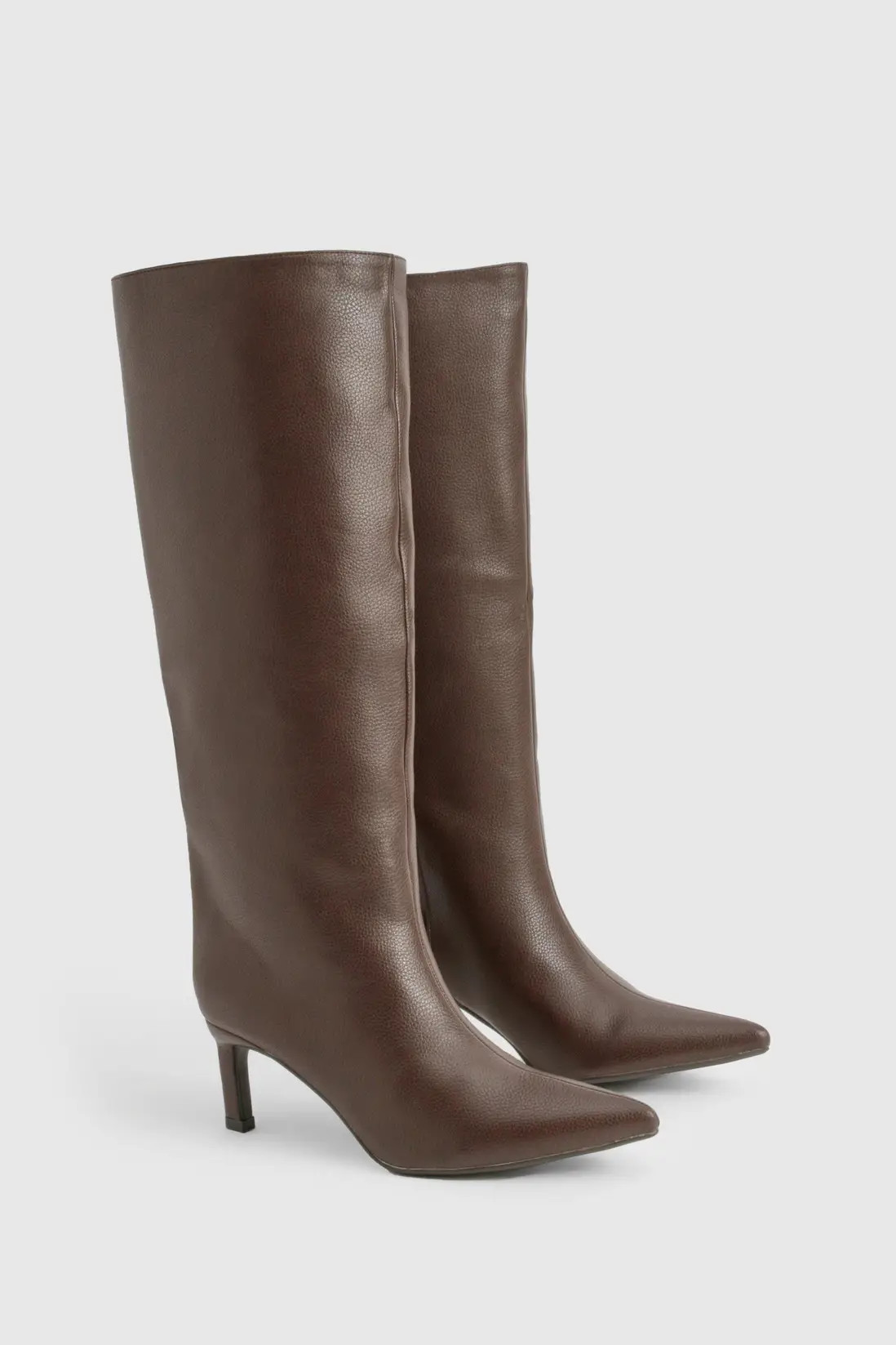 Textured Column Low Heel Knee High Boots | Boohoo.com (UK & IE)