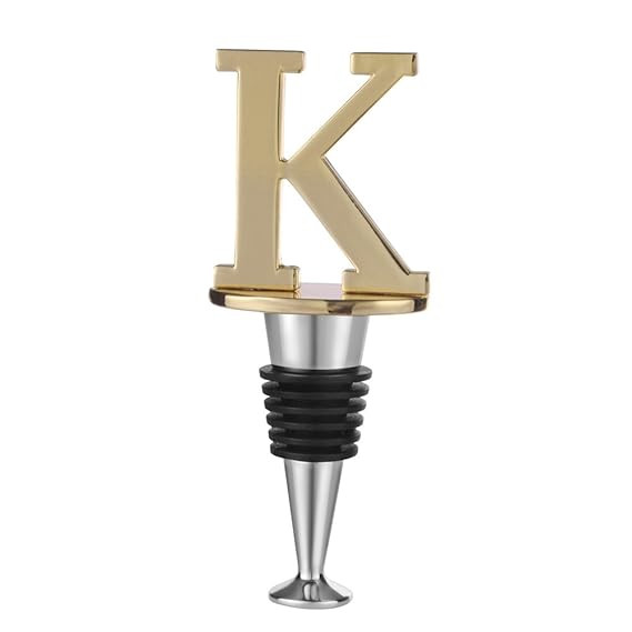 Wine and Beverage Bottle Stopper With Gold Finish (Letter K) | Amazon (US)