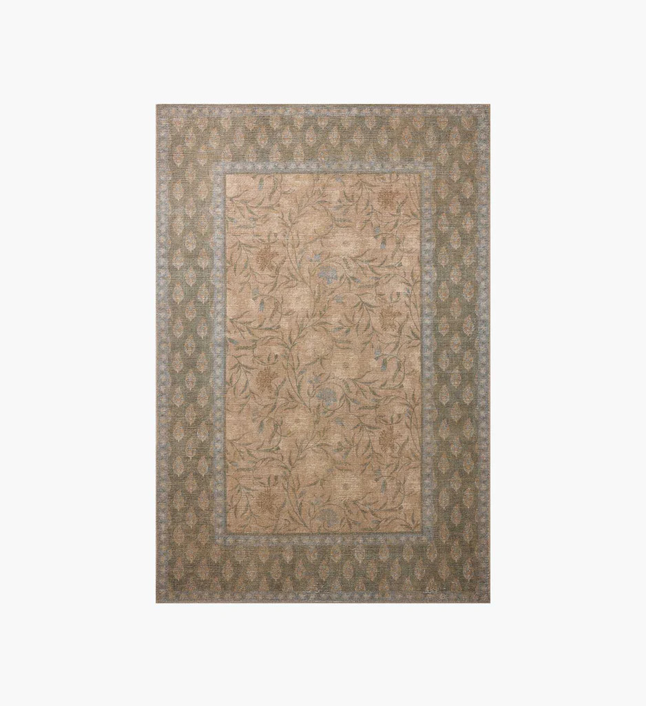 Edinburgh Aster Power Loomed Rug - Sand & Green | Rifle Paper Co.