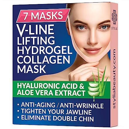 7 Piece V Line Shaping Face Masks – Double Chin Reducer - Lifting Hydrogel Collagen Mask with A... | Amazon (US)