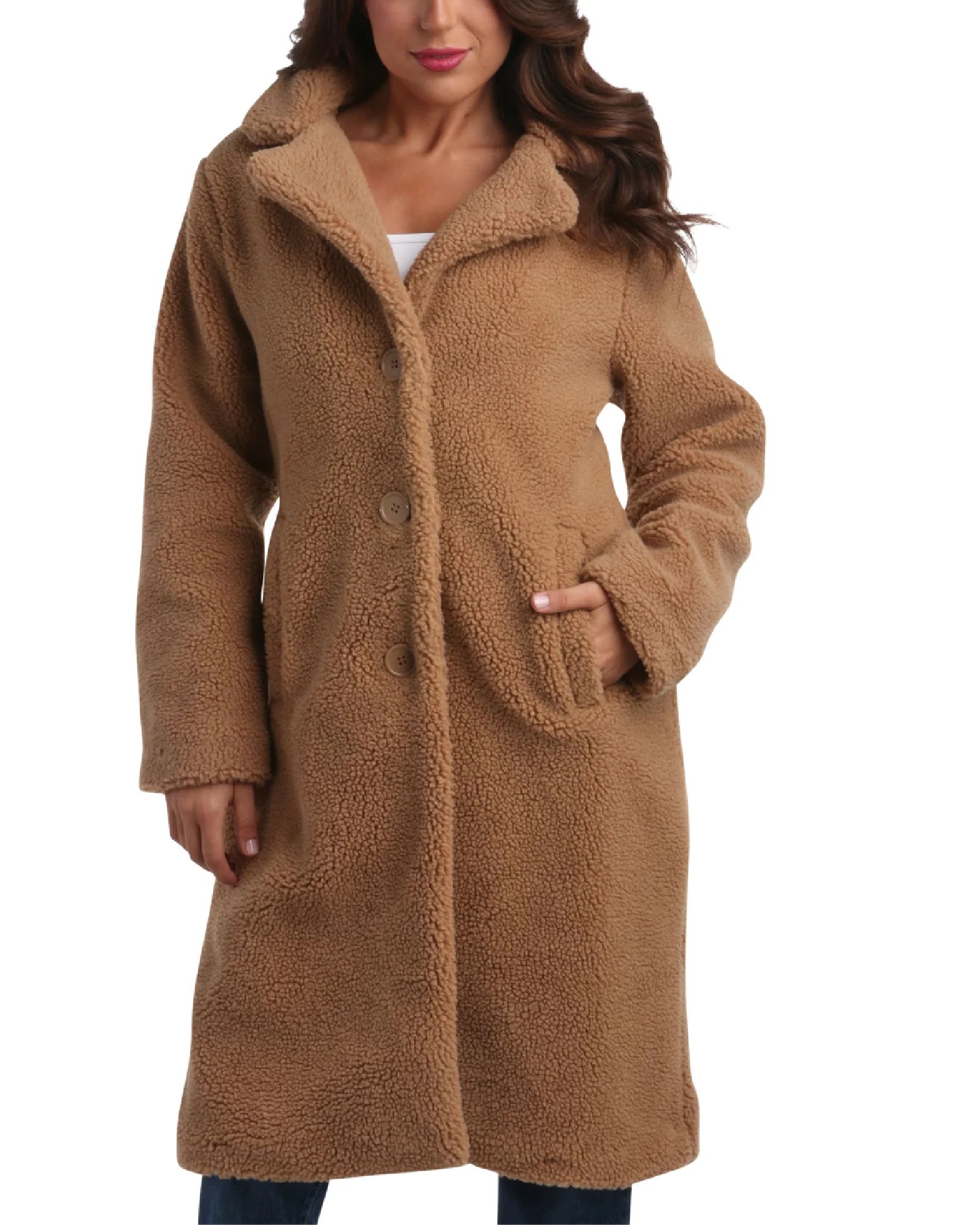 Jessica Simpson Women's Winter Coat - Full Length Double Breasted Sherpa Fleece Peacoat (Size: S-... | Walmart (US)