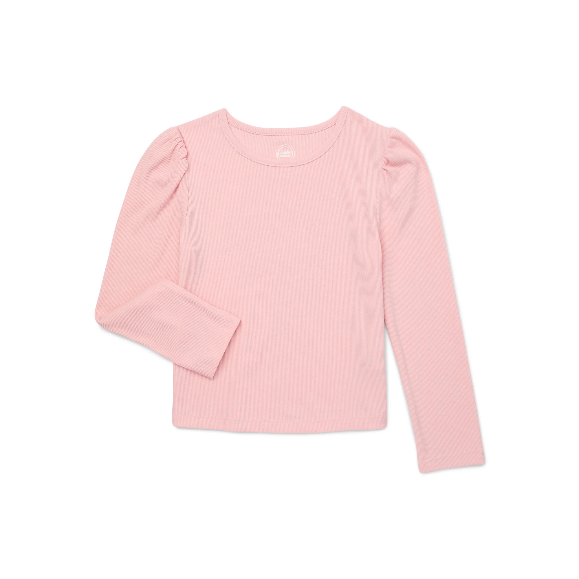 Wonder Nation Girls Long Sleeve Puff Top, Sizes 4-18 & Plus | Walmart (US)