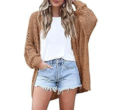 Hotouch Lightweight Crochet Cardigan for Women Long Sleeve Open Front Knit Oversized Cardigans Sw... | Amazon (US)
