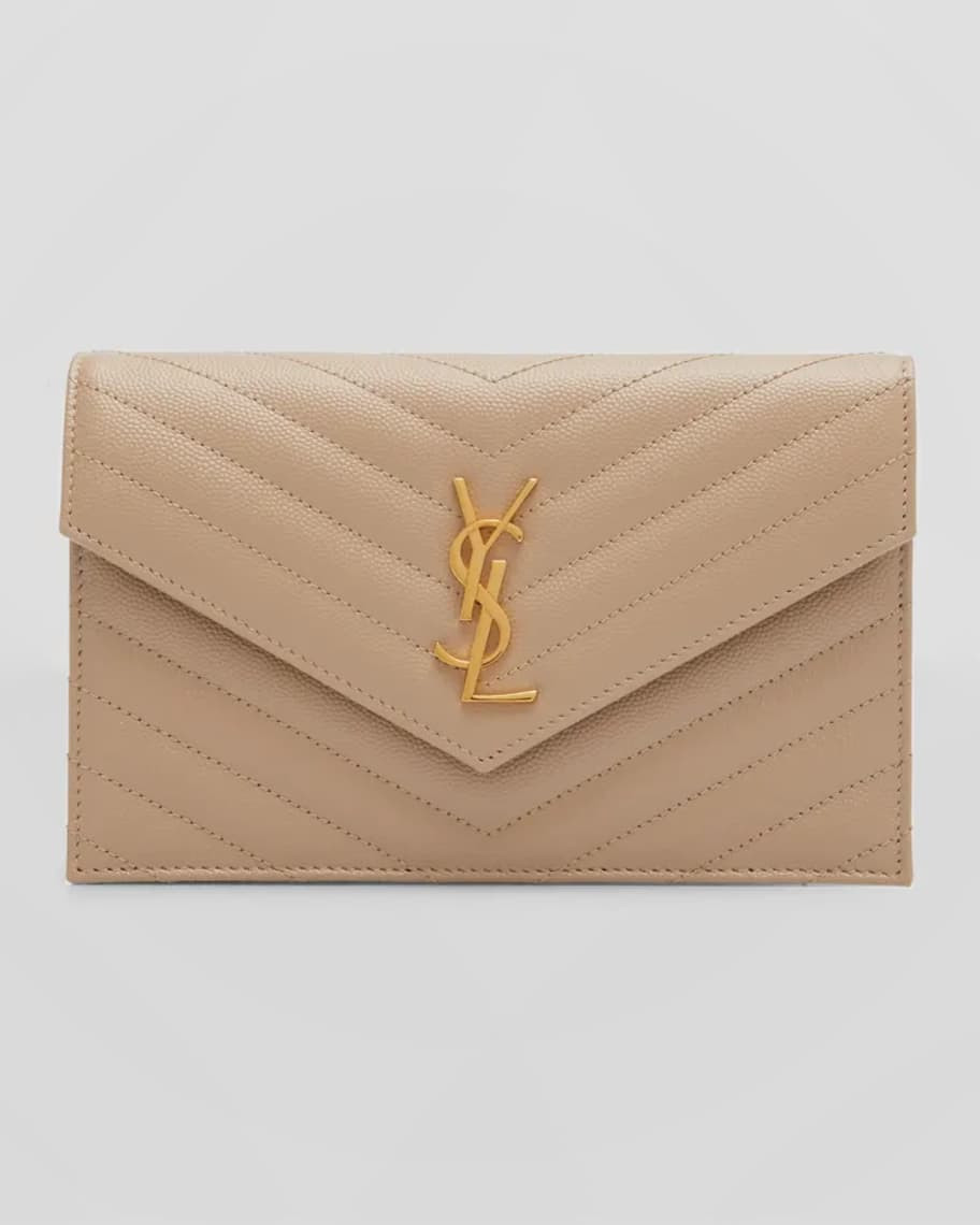 Saint Laurent Small YSL Envelope Flap Wallet on Chain | Neiman Marcus